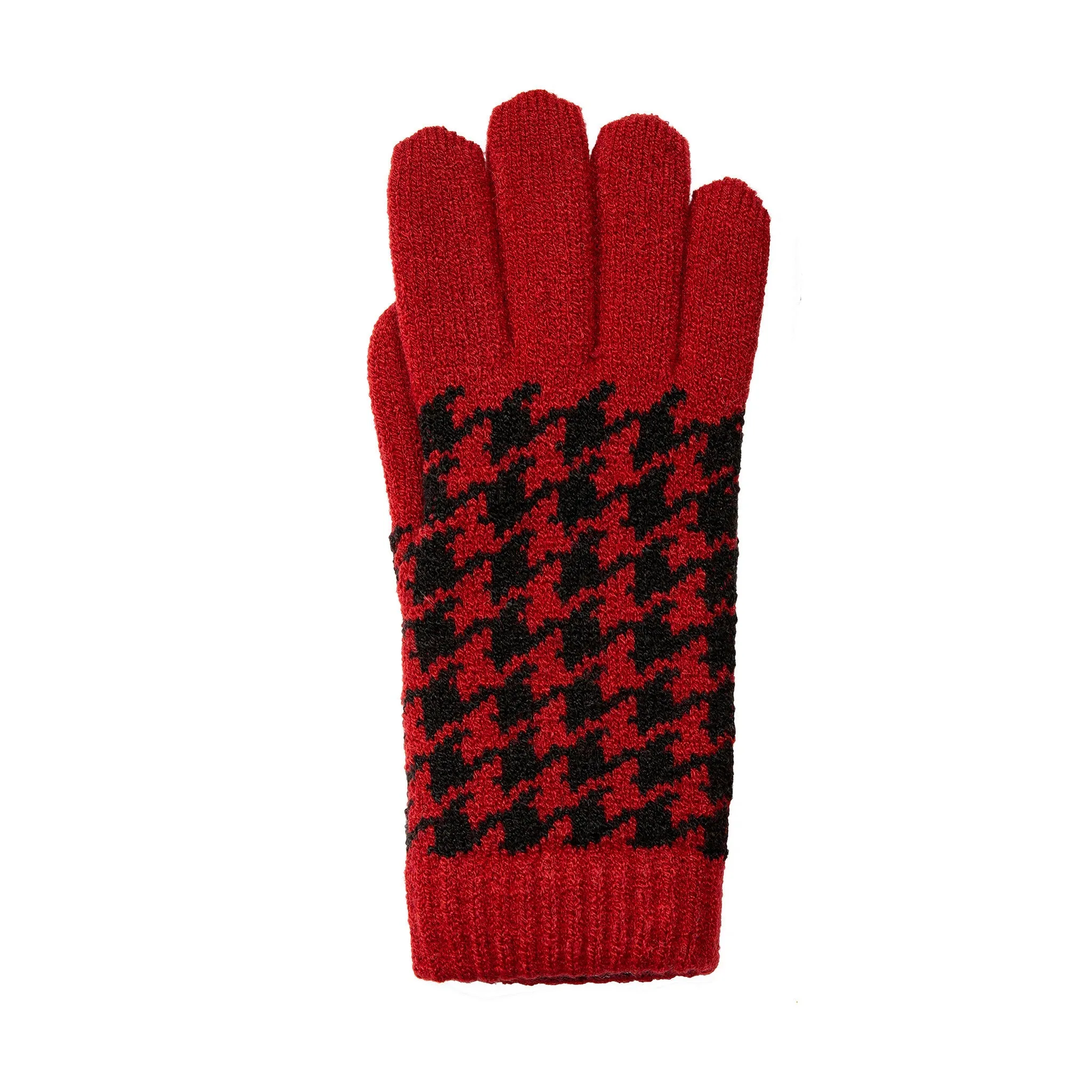 Women’s Jacquard Knitted Gloves with Dogtooth Pattern
